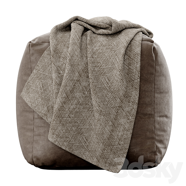 Moroccan Leather pouf 3DSMax File - thumbnail 2