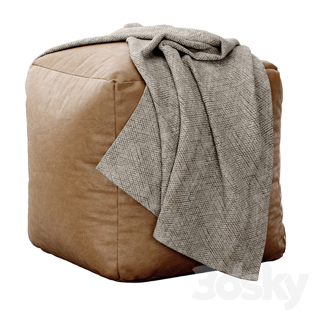 Moroccan Leather pouf 3DSMax File - thumbnail 3