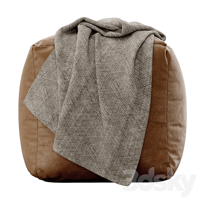 Moroccan Leather pouf 3DSMax File - thumbnail 4