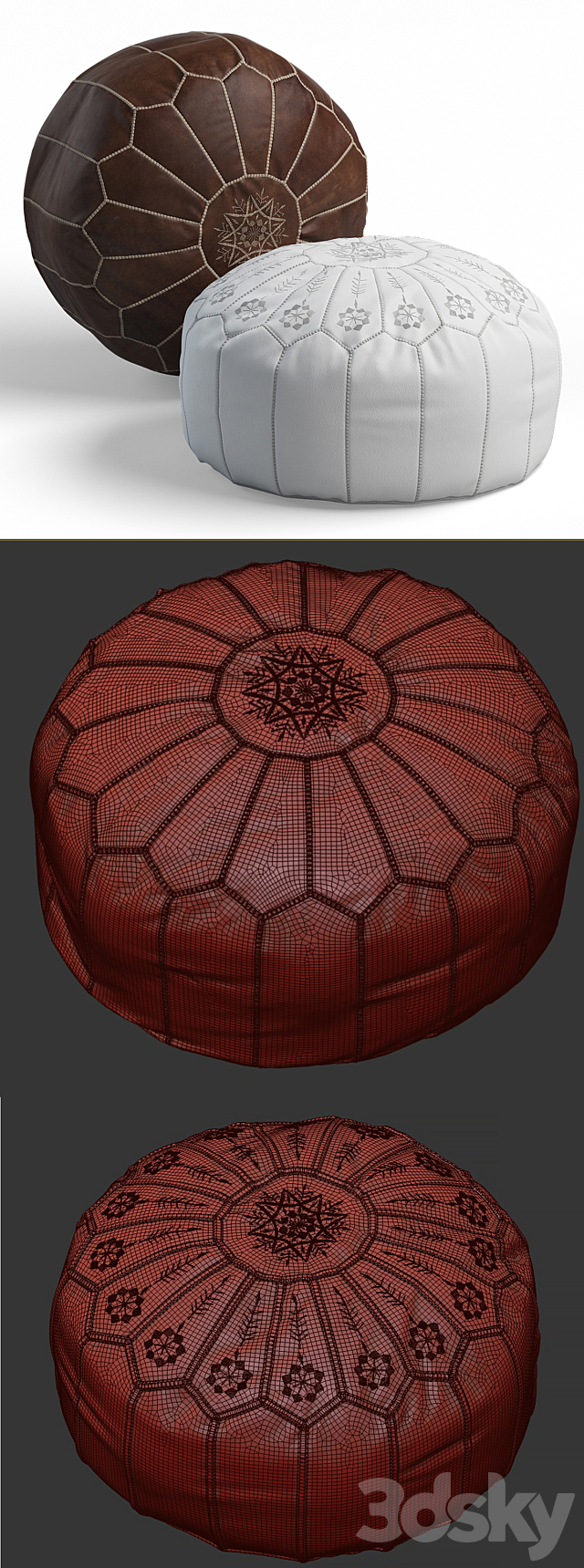 Moroccan pouf 3ds Max - thumbnail 3