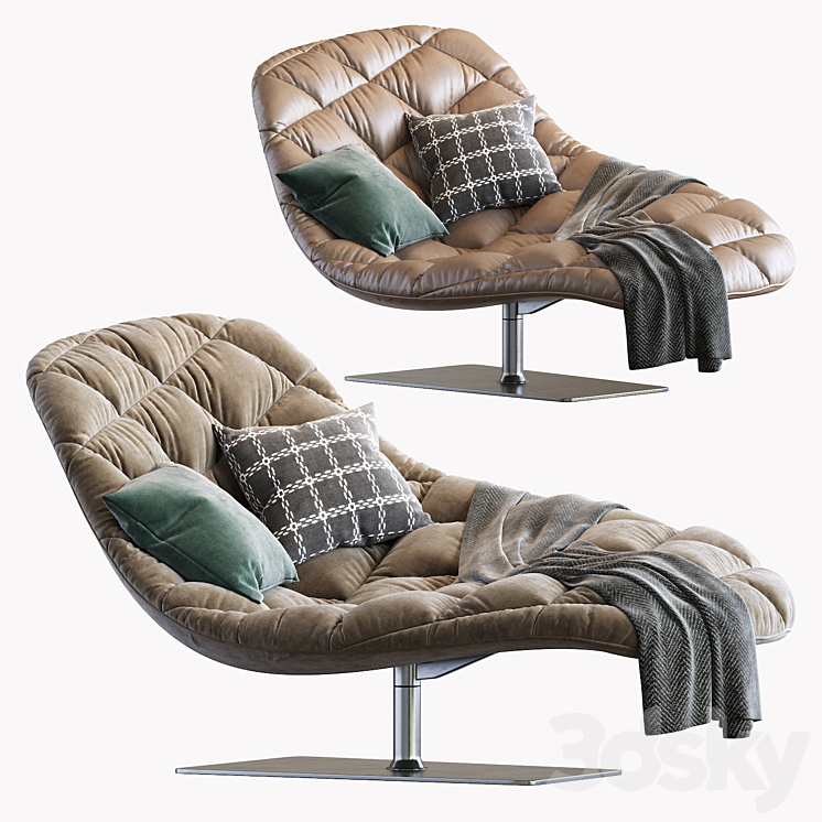 Moroso bohemian chaise longue 3DS Max Model - thumbnail 1