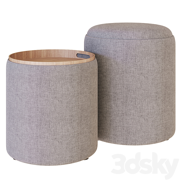 My Interno. Set of 2 Scandi ottomans (small + big) 3ds Max - thumbnail 1