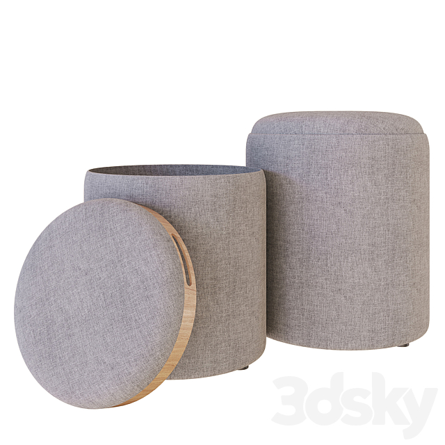 My Interno. Set of 2 Scandi ottomans (small + big) 3ds Max - thumbnail 2