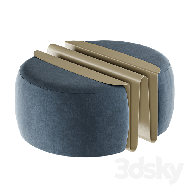 Natuzzi WAVE pouf 3DS Max Model - thumbnail 2