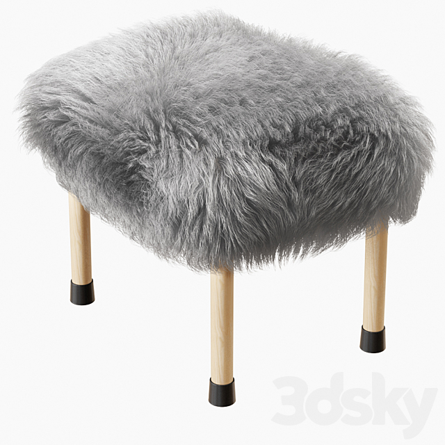 Nerys Sheepskin Footstool 3DSMax File - thumbnail 2