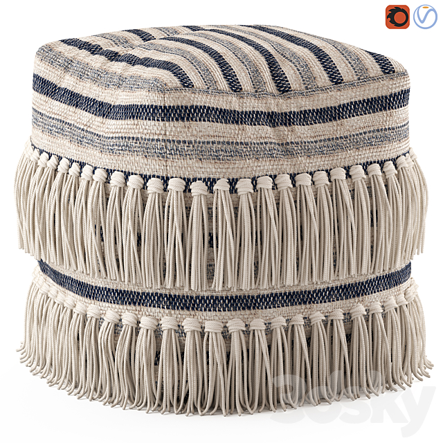 Network Rugs Bone Fringed Wool Ottoman 3DSMax File - thumbnail 1