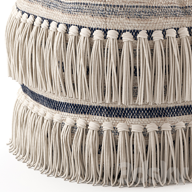 Network Rugs Bone Fringed Wool Ottoman 3DSMax File - thumbnail 3