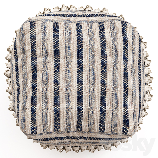 Network Rugs Bone Fringed Wool Ottoman 3DSMax File - thumbnail 4