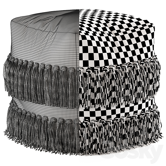 Network Rugs Bone Fringed Wool Ottoman 3DSMax File - thumbnail 5