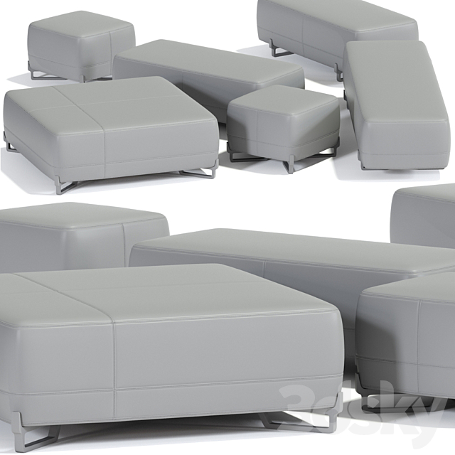 New York Poliform Pouf Set 3ds Max - thumbnail 3