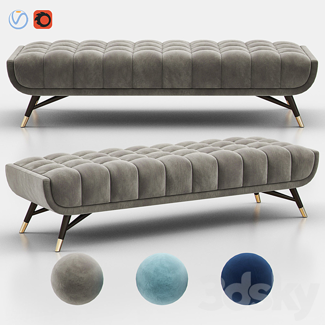 NEWENTON Upholstered Bench 3DSMax File - thumbnail 1