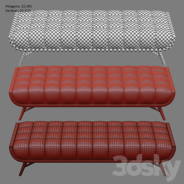 NEWENTON Upholstered Bench 3DSMax File - thumbnail 4