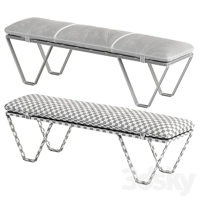 Nik Leather Bench 3ds Max - thumbnail 3