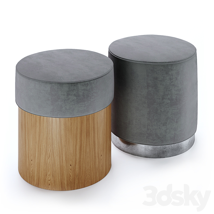 Noella pouf and ottoman 3DS Max Model - thumbnail 2