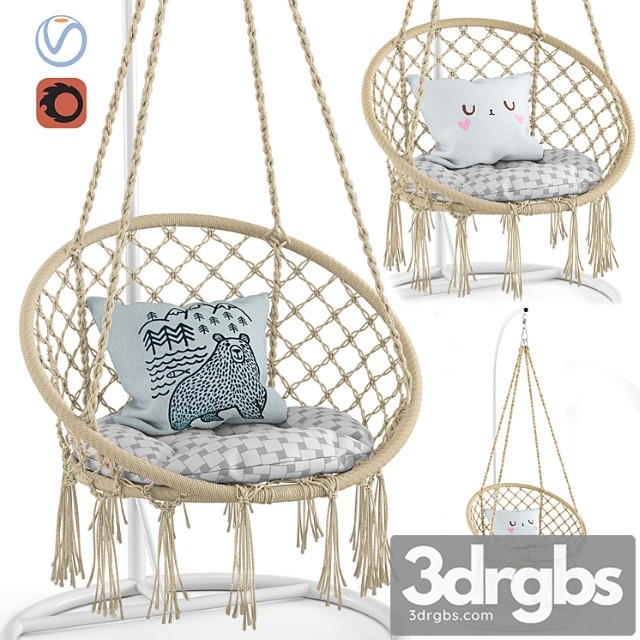 Ohuhu hanging hammock swing chair 2 3dsmax Download - thumbnail 1