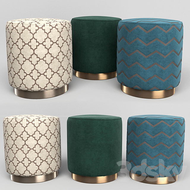 Opal Cream Moroccan Ottoman 3ds Max - thumbnail 1