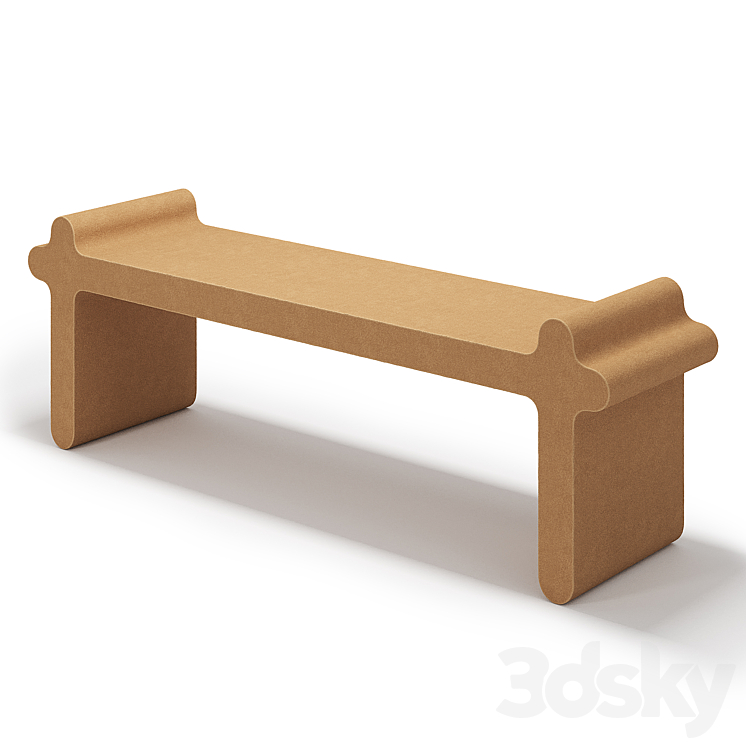 Ossicle Brown Leather Bench # 1 3DS Max Model - thumbnail 2