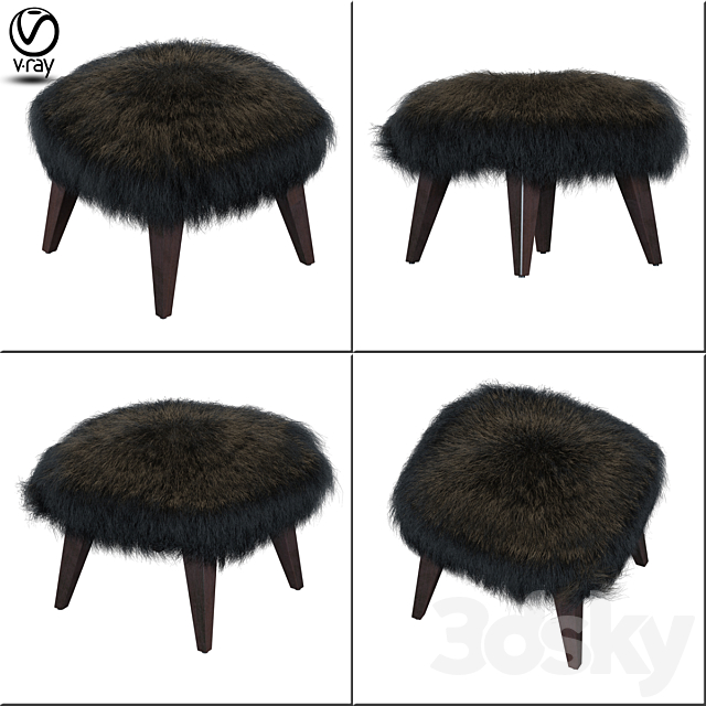 OTTO TIBETAN FUR CUBE OTTOMAN 3DS Max Model - thumbnail 1