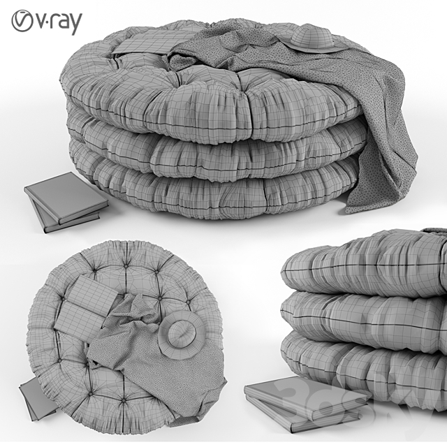 Ottoman decorative set 3ds Max - thumbnail 3