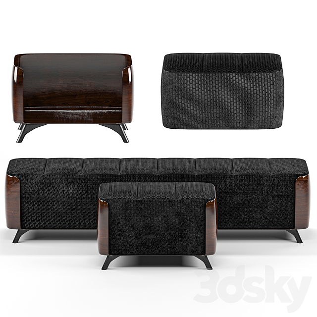 ottoman pouffe set 3DSMax File - thumbnail 2