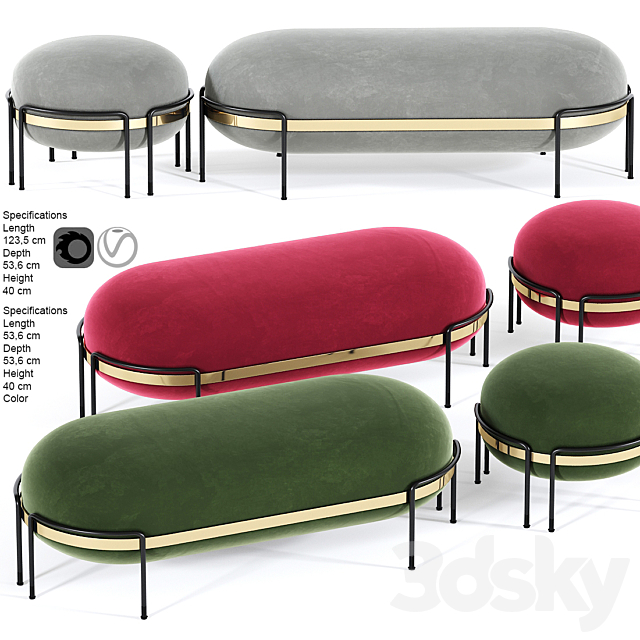 Ottoman set 3DSMax File - thumbnail 1