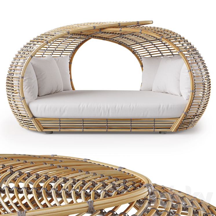 Outdoor garden rattan wicker daybed Amber 3DS Max Model - thumbnail 1