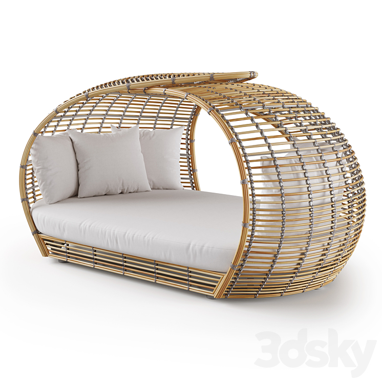 Outdoor garden rattan wicker daybed Amber 3DS Max Model - thumbnail 2