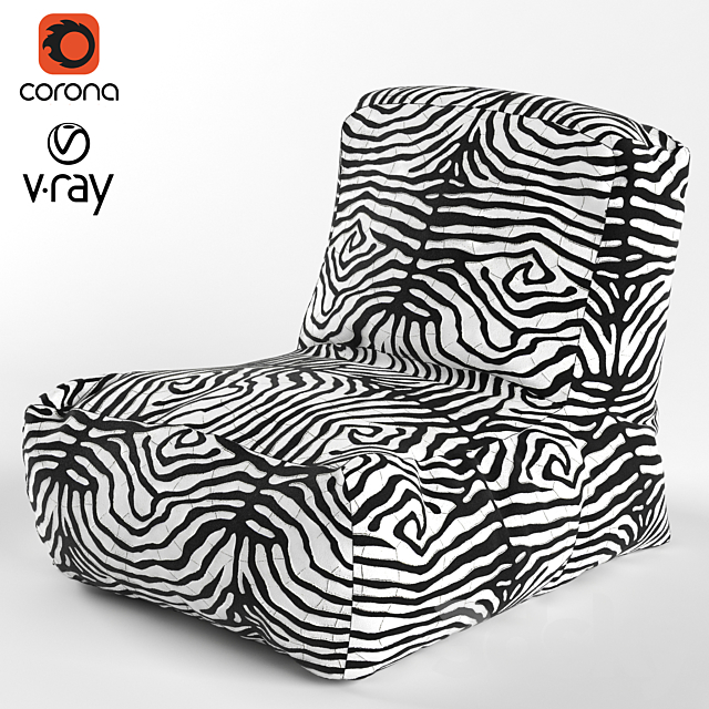 Outdoor Stripe Bean Bag Chair Lounger 3DSMax File - thumbnail 1