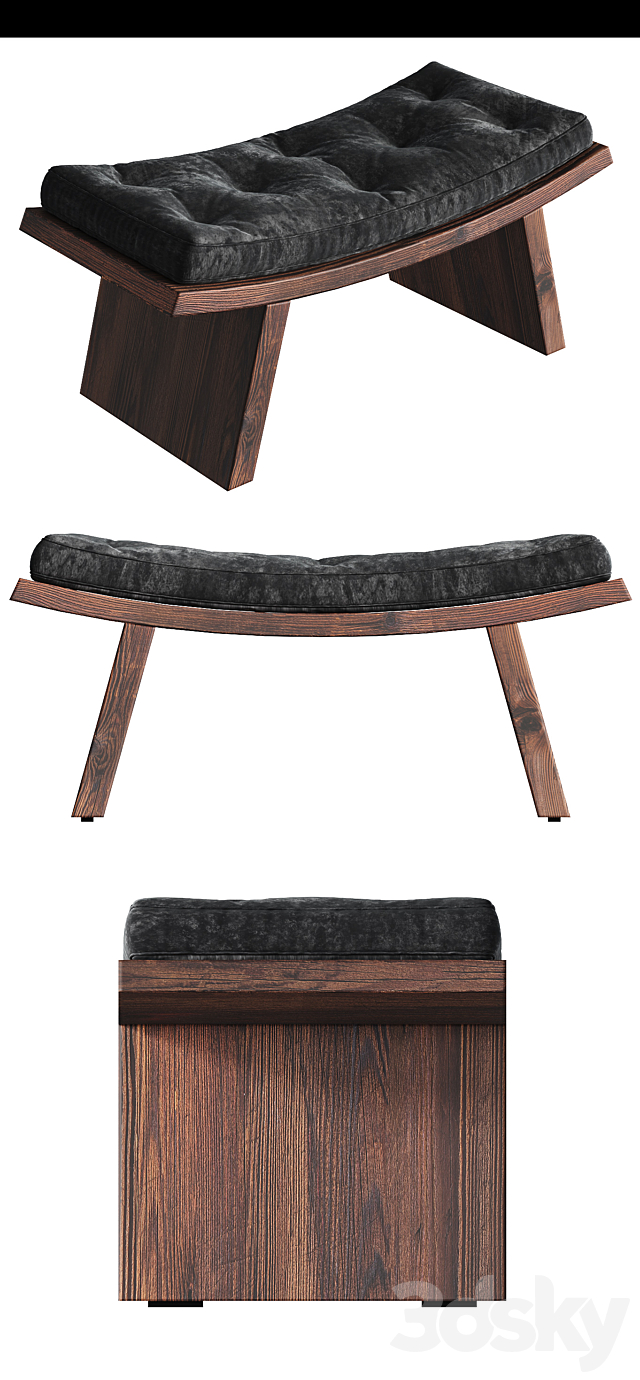 Padded stool 3DSMax File - thumbnail 2