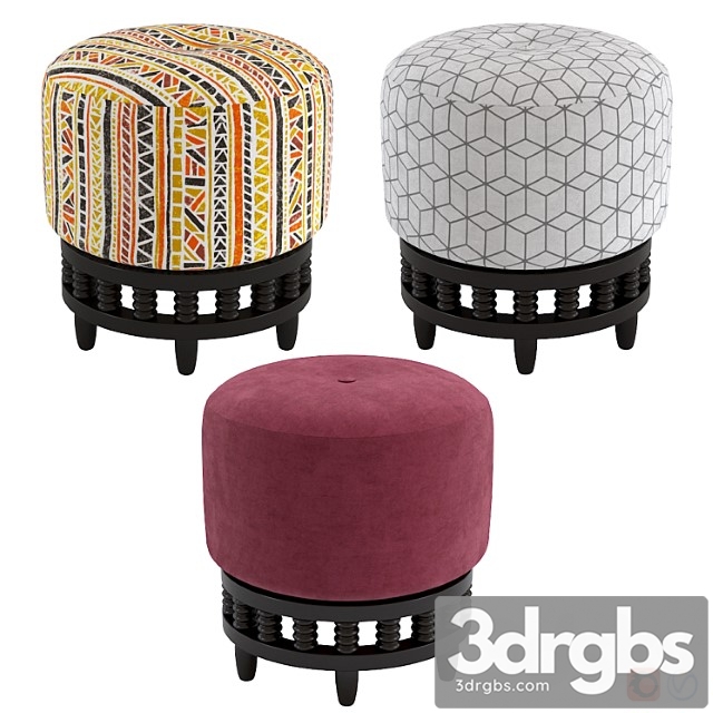 Padded stool jacarta unterzo 2 3dsmax Download - thumbnail 1