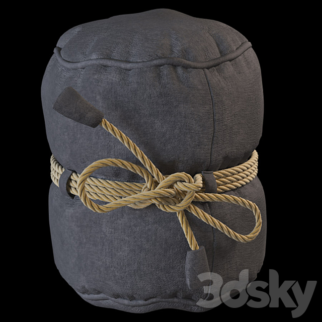 Padded Stool Knecht Graphite 3DS Max Model - thumbnail 2