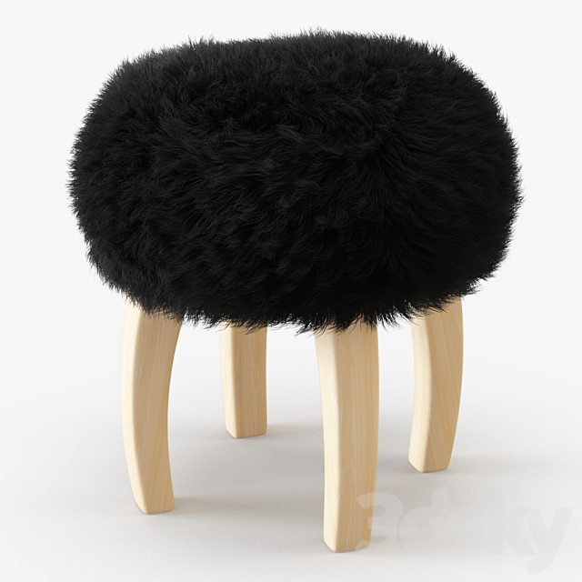 Patagonia Sheepskin Stool 3DS Max Model - thumbnail 2