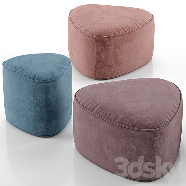 Pebble ottoman – West Elm 3DS Max Model - thumbnail 2