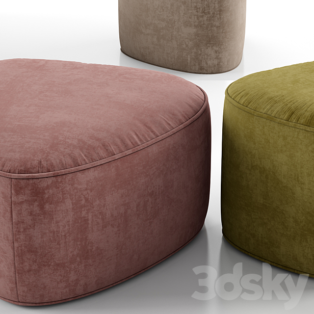 Pebble ottoman – West Elm 3DS Max Model - thumbnail 4