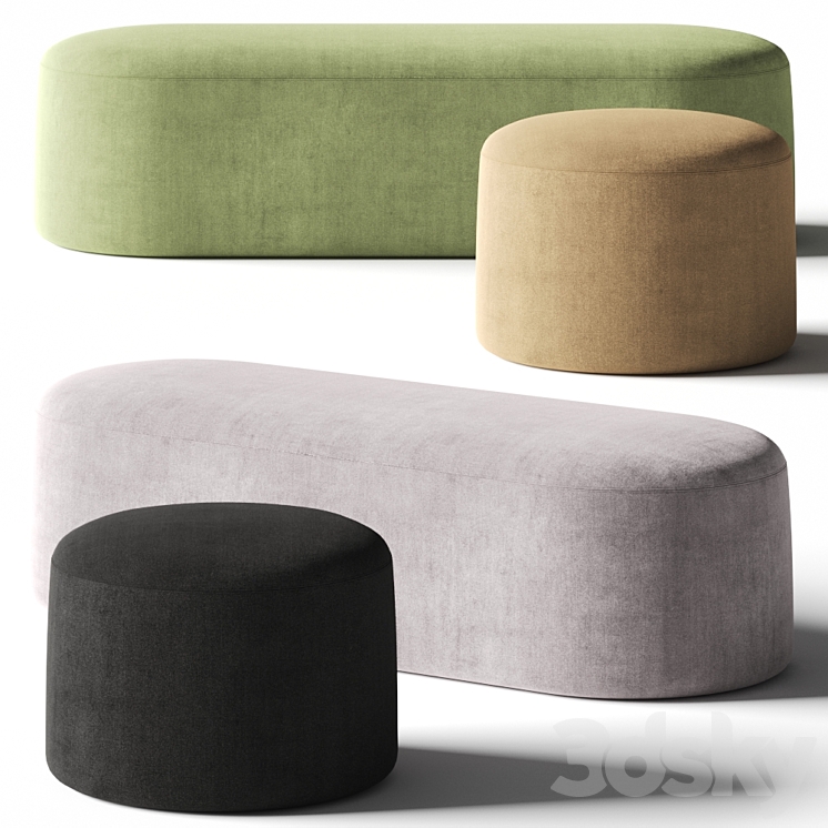 PlusHalle Proto Pouf & Bench 3DS Max Model - thumbnail 1