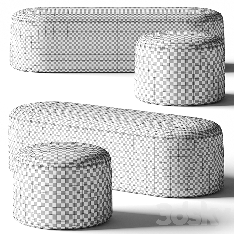 PlusHalle Proto Pouf & Bench 3DS Max Model - thumbnail 2