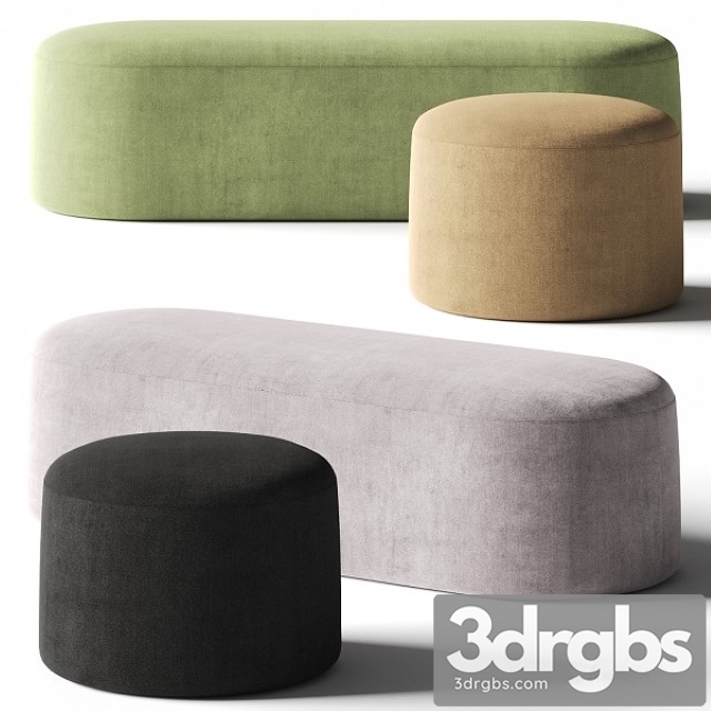 PlusHalle Proto Pouf & Bench 3dsmax Download - thumbnail 1