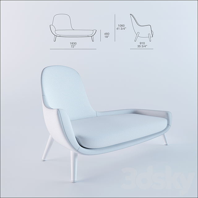 Poliform Mad Chaise Longue 3DSMax File - thumbnail 3