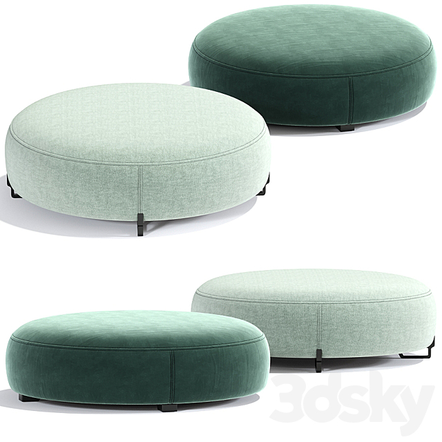 Poliform New York Pouf Round 3DS Max Model - thumbnail 3