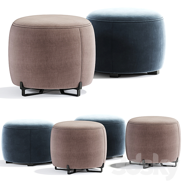 Poliform New York Pouf Round 3DS Max Model - thumbnail 4