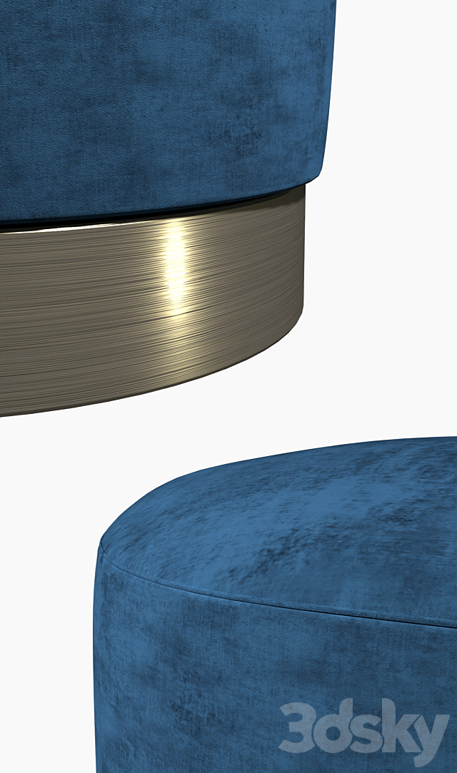 Poof Osman Blue velor 46 Cm 3DSMax File - thumbnail 2