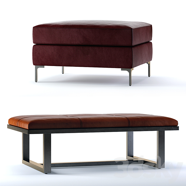 Pottery Barn Jake and Griffin Ottomans 3DSMax File - thumbnail 1