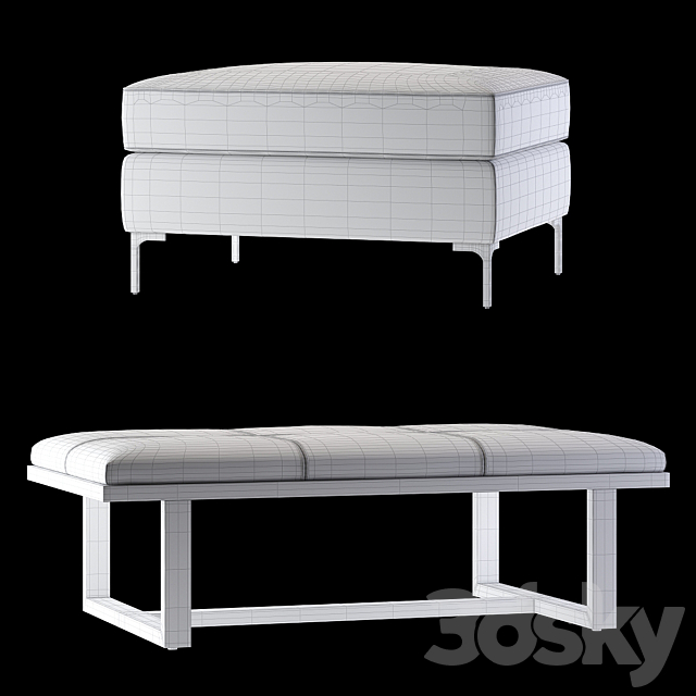 Pottery Barn Jake and Griffin Ottomans 3DSMax File - thumbnail 3