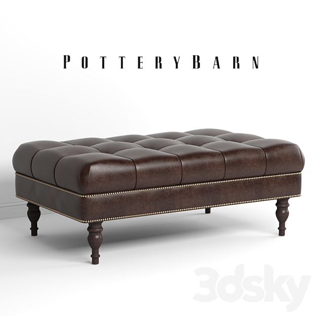 Pottery Barn – Martin Tufted Leather Ottoman 3ds Max - thumbnail 1