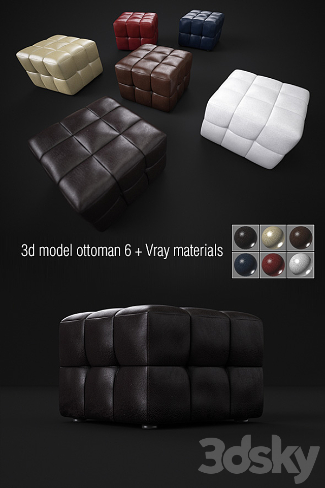 Pouf + 6 V-ray materials 3DSMax File - thumbnail 1