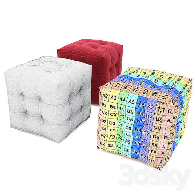 Pouf collection 01 3ds Max - thumbnail 3