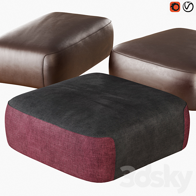 Pouf Franklin 3DS Max Model - thumbnail 2