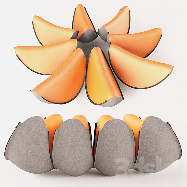 pouf in the form of mandarin 3DS Max Model - thumbnail 2