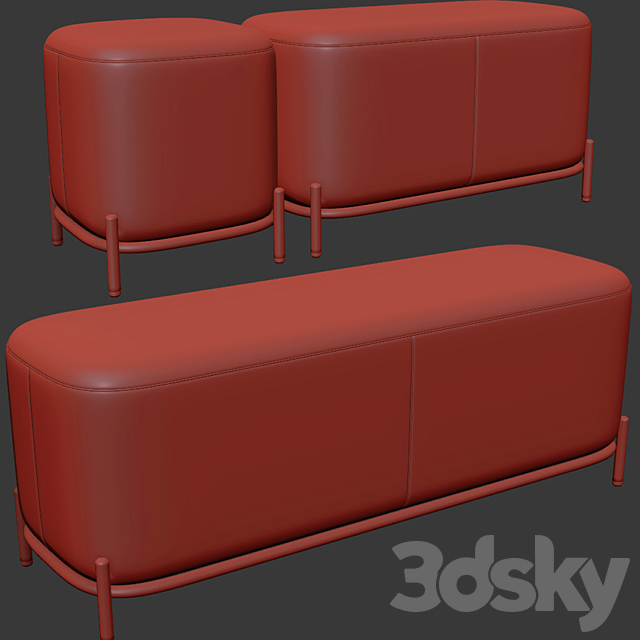 Pouf pawai set 3ds Max - thumbnail 3