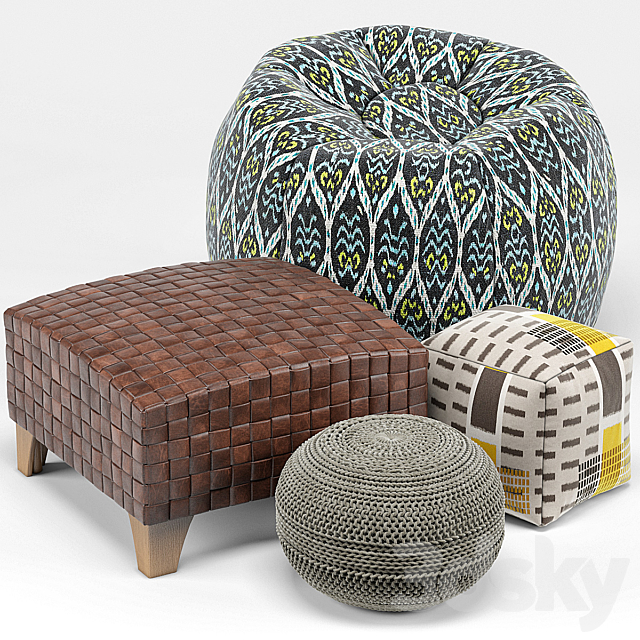 Pouf Set 2 3ds Max - thumbnail 1